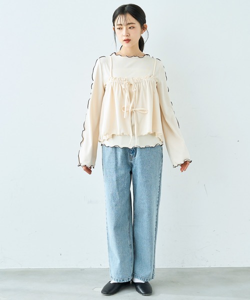 mil(ミル)の「【セット商品】 メローリブ ビスチェ×ロンT セット【586133】(Tシャツ/カットソー・レディース・アイボリー/ブラック/チャコールグレー・XS/S)」の13枚目の写真