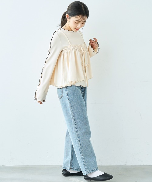 mil(ミル)の「【セット商品】 メローリブ ビスチェ×ロンT セット【586133】(Tシャツ/カットソー・レディース・アイボリー/ブラック/チャコールグレー・XS/S)」の14枚目の写真