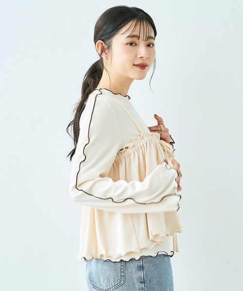 mil(ミル)の「【セット商品】 メローリブ ビスチェ×ロンT セット【586133】(Tシャツ/カットソー・レディース・アイボリー/ブラック/チャコールグレー・XS/S)」の15枚目の写真