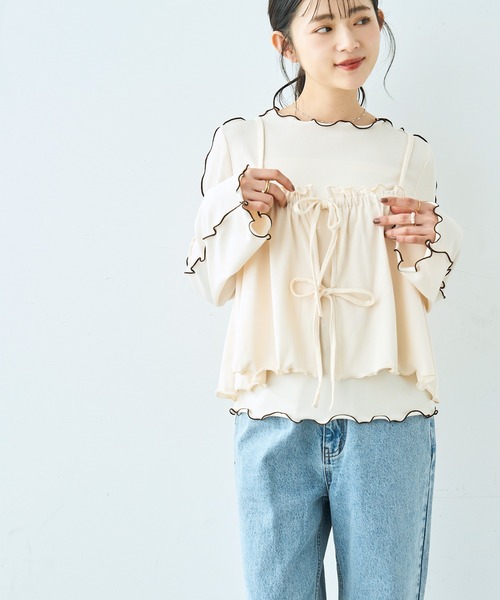 mil(ミル)の「【セット商品】 メローリブ ビスチェ×ロンT セット【586133】(Tシャツ/カットソー・レディース・アイボリー/ブラック/チャコールグレー・XS/S)」の18枚目の写真