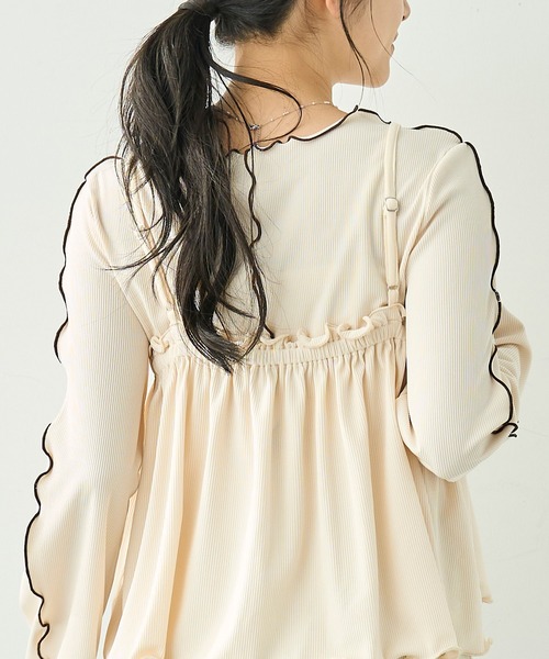 mil(ミル)の「【セット商品】 メローリブ ビスチェ×ロンT セット【586133】(Tシャツ/カットソー・レディース・アイボリー/ブラック/チャコールグレー・XS/S)」の6枚目の写真
