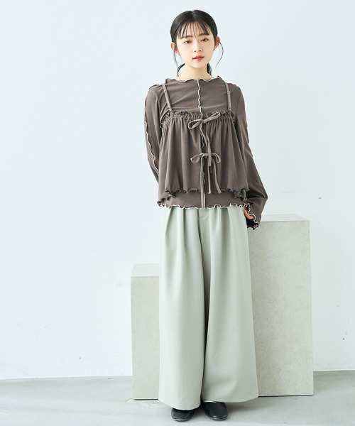mil(ミル)の「【セット商品】 メローリブ ビスチェ×ロンT セット【586133】(Tシャツ/カットソー・レディース・アイボリー/ブラック/チャコールグレー・XS/S)」の19枚目の写真