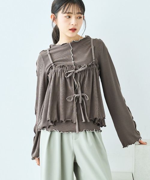 mil(ミル)の「【セット商品】 メローリブ ビスチェ×ロンT セット【586133】(Tシャツ/カットソー・レディース・アイボリー/ブラック/チャコールグレー・XS/S)」の22枚目の写真