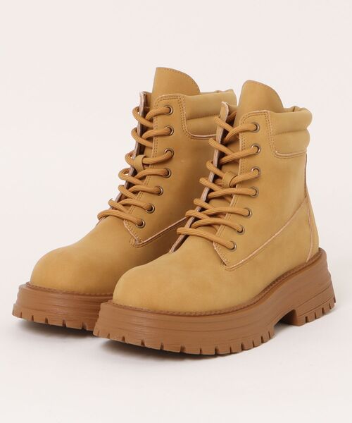 SPINNS（スピンズ）の「ショートマウンテンブーツ（ブーツ・レディース・ブラック/キャメル・L/M）」の2枚目の写真