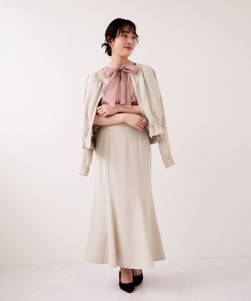 VIS（ビス）の「美easyリネンライクジップ裾フリルブルゾン/イージーケア・接触冷感（ブルゾン・レディース・ブラック/キナリ・FREE）」の16枚目の写真