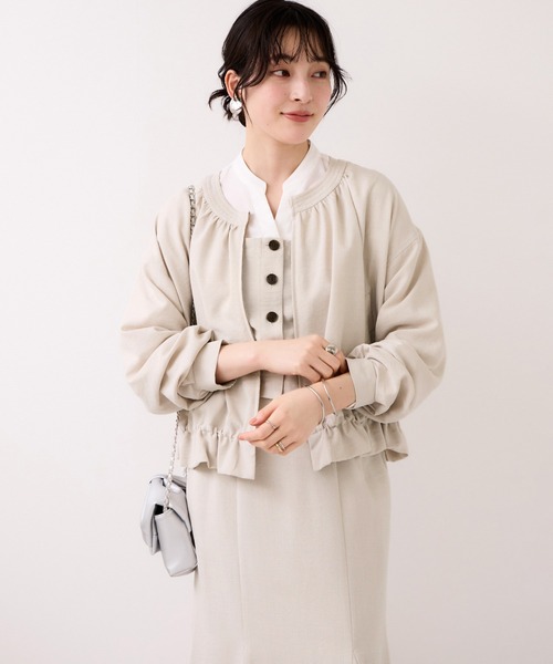 VIS（ビス）の「美easyリネンライクジップ裾フリルブルゾン/イージーケア・接触冷感（ブルゾン・レディース・ブラック/キナリ・FREE）」の12枚目の写真