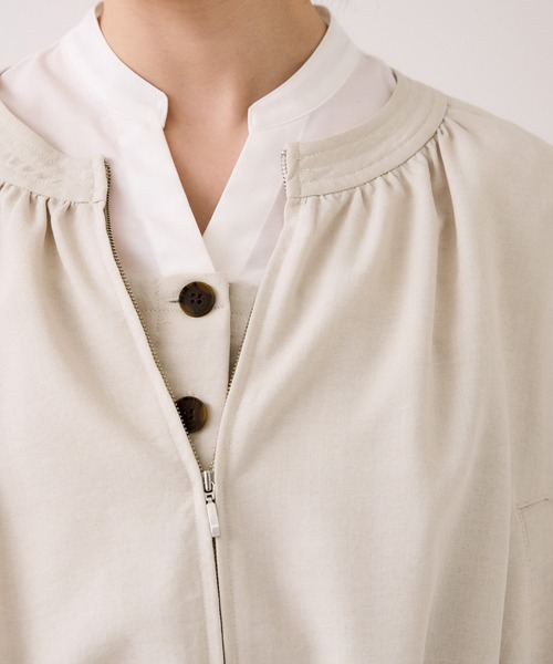 VIS（ビス）の「美easyリネンライクジップ裾フリルブルゾン/イージーケア・接触冷感（ブルゾン・レディース・ブラック/キナリ・FREE）」の13枚目の写真