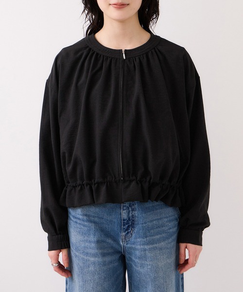 VIS（ビス）の「美easyリネンライクジップ裾フリルブルゾン/イージーケア・接触冷感（ブルゾン・レディース・ブラック/キナリ・FREE）」の17枚目の写真