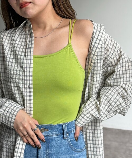 CPCM（シーピーシーエム）の「接触冷感カップ付きキャミ（キャミソール・レディース・ブラック/ライトベージュ/ブルー/ホワイト系その他/ブラウン/グリーン系・LARGE/SMALL/MEDIUM）」の5枚目の写真