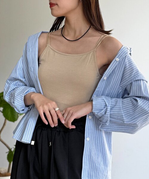 CPCM（シーピーシーエム）の「接触冷感カップ付きキャミ（キャミソール・レディース・ブラック/ライトベージュ/ブルー/ホワイト系その他/ブラウン/グリーン系・LARGE/SMALL/MEDIUM）」の4枚目の写真