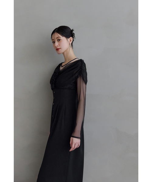 niana(ニアナ)の「シアーギャザーカラムドレス オフショルダー パーティー オケージョンドレス 結婚式 お呼ばれワンピース(ドレス・レディース・ブラック/チャコール/ブラウン・S/M/L)」の19枚目の写真