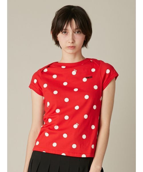 FURFUR(ファーファー)の「ポルカドットコンパクトTシャツ(Tシャツ/カットソー・レディース・レッド/ホワイト/ブラック・F)」の3枚目の写真