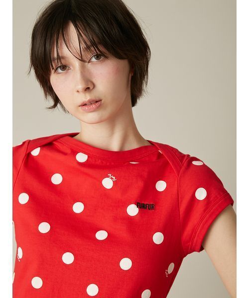 FURFUR(ファーファー)の「ポルカドットコンパクトTシャツ(Tシャツ/カットソー・レディース・レッド/ホワイト/ブラック・F)」の8枚目の写真