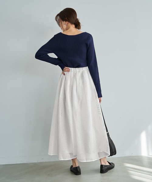 STYLE DELI（スタイルデリ）の「【LUXE】メッシュフレアスカート（スカート・レディース・ブラック/ホワイト・FREE）」の10枚目の写真