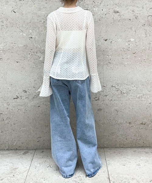 archives(アルシーヴ)の「フレアレースポロTOPS(Tシャツ/カットソー・レディース・ブラック/オフホワイト/アイボリー・MEDIUM)」の11枚目の写真