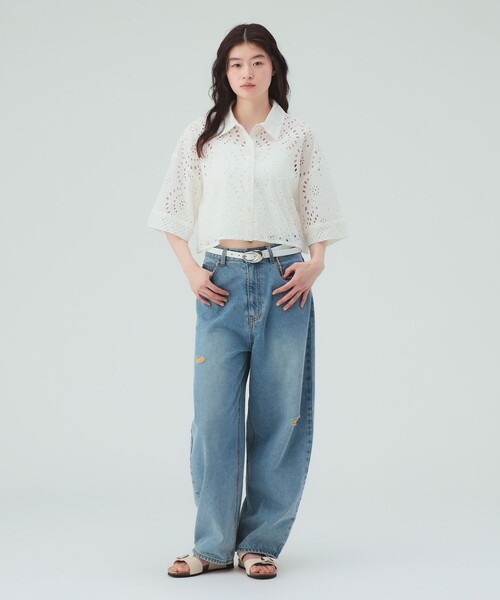 BEAMS HEART(ビームスハート)の「【洗濯可・セットアップ対応】INDIAレース シャツ(シャツ/ブラウス・レディース・オフホワイト/ブラウン/ブラック・FREE)」の5枚目の写真