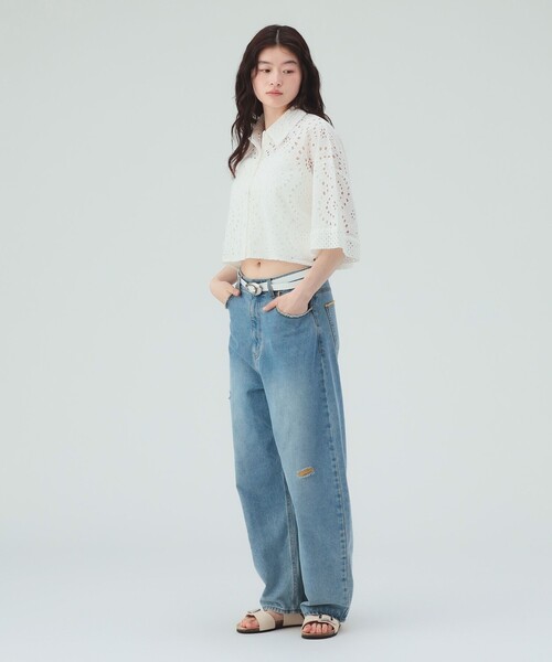 BEAMS HEART(ビームスハート)の「【洗濯可・セットアップ対応】INDIAレース シャツ(シャツ/ブラウス・レディース・オフホワイト/ブラウン/ブラック・FREE)」の6枚目の写真