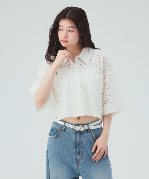 BEAMS HEART(ビームスハート)の「【洗濯可・セットアップ対応】INDIAレース シャツ(シャツ/ブラウス・レディース・オフホワイト/ブラウン/ブラック・FREE)」の8枚目の写真
