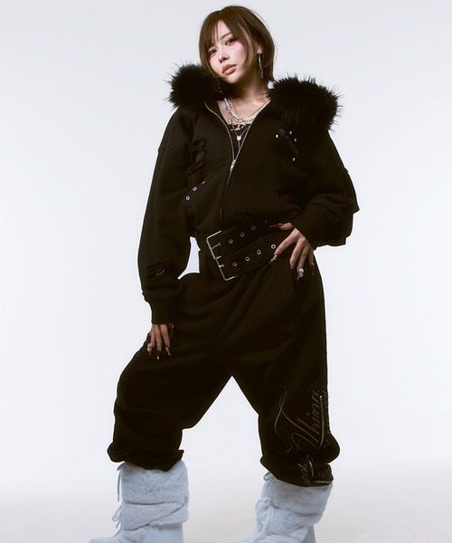 EYEER（イワイイアル）の「◇EYEER◇ブランド直輸入正規品/ベルト付き ジップアップ スウェットパンツ BELTED ZIP-UP SWEATPANTS（スウェットパンツ・レディース・ホワイト/ブラック・M/S）」の11枚目の写真