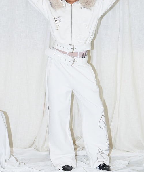 EYEER（イワイイアル）の「◇EYEER◇ブランド直輸入正規品/ベルト付き ジップアップ スウェットパンツ BELTED ZIP-UP SWEATPANTS（スウェットパンツ・レディース・ホワイト/ブラック・M/S）」の16枚目の写真
