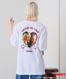 【CHUCKY/チャッキー】【コットン100%のしっかりした生地】オリジナルデザインTシャツ キャラクター刺繍 チャッキー ティファニー ドロップショルダー ユニセックス