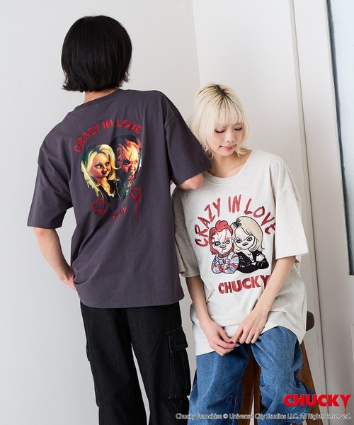 JEANS MATE(ジーンズメイト)の「【CHUCKY/チャッキー】【コットン100%のしっかりした生地】オリジナルデザインTシャツ キャラクター刺繍 チャッキー ティファニー ドロップショルダー ユニセックス(Tシャツ/カットソー・メンズ・ベージュ系その他/ブラック系その他2/ブラック系その他/ホワイト系その他2・X-LARGE/LARGE/MEDIUM/SMALL)」の4枚目の写真