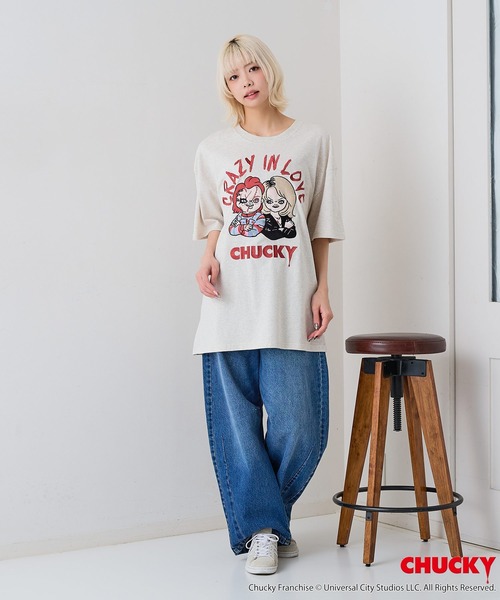 JEANS MATE(ジーンズメイト)の「【CHUCKY/チャッキー】【コットン100%のしっかりした生地】オリジナルデザインTシャツ キャラクター刺繍 チャッキー ティファニー ドロップショルダー ユニセックス(Tシャツ/カットソー・メンズ・ベージュ系その他/ブラック系その他2/ブラック系その他/ホワイト系その他2・X-LARGE/LARGE/MEDIUM/SMALL)」の12枚目の写真
