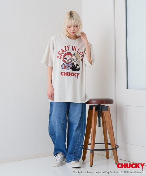 JEANS MATE(ジーンズメイト)の「【CHUCKY/チャッキー】【コットン100%のしっかりした生地】オリジナルデザインTシャツ キャラクター刺繍 チャッキー ティファニー ドロップショルダー ユニセックス(Tシャツ/カットソー・メンズ・ベージュ系その他/ブラック系その他2/ブラック系その他/ホワイト系その他2・X-LARGE/LARGE/MEDIUM/SMALL)」の13枚目の写真