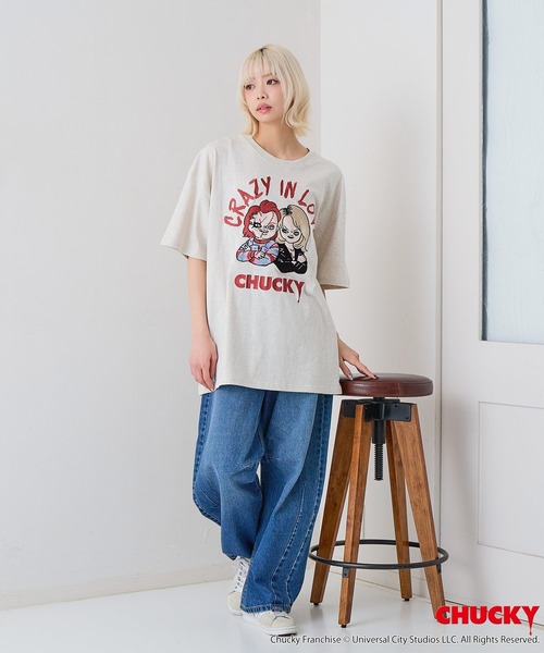 JEANS MATE(ジーンズメイト)の「【CHUCKY/チャッキー】【コットン100%のしっかりした生地】オリジナルデザインTシャツ キャラクター刺繍 チャッキー ティファニー ドロップショルダー ユニセックス(Tシャツ/カットソー・メンズ・ベージュ系その他/ブラック系その他2/ブラック系その他/ホワイト系その他2・X-LARGE/LARGE/MEDIUM/SMALL)」の15枚目の写真