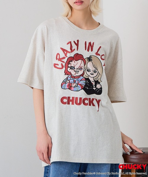 JEANS MATE(ジーンズメイト)の「【CHUCKY/チャッキー】【コットン100%のしっかりした生地】オリジナルデザインTシャツ キャラクター刺繍 チャッキー ティファニー ドロップショルダー ユニセックス(Tシャツ/カットソー・メンズ・ベージュ系その他/ブラック系その他2/ブラック系その他/ホワイト系その他2・X-LARGE/LARGE/MEDIUM/SMALL)」の16枚目の写真