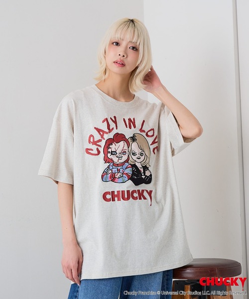JEANS MATE(ジーンズメイト)の「【CHUCKY/チャッキー】【コットン100%のしっかりした生地】オリジナルデザインTシャツ キャラクター刺繍 チャッキー ティファニー ドロップショルダー ユニセックス(Tシャツ/カットソー・メンズ・ベージュ系その他/ブラック系その他2/ブラック系その他/ホワイト系その他2・X-LARGE/LARGE/MEDIUM/SMALL)」の17枚目の写真