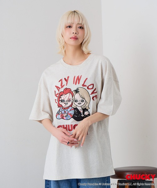 JEANS MATE(ジーンズメイト)の「【CHUCKY/チャッキー】【コットン100%のしっかりした生地】オリジナルデザインTシャツ キャラクター刺繍 チャッキー ティファニー ドロップショルダー ユニセックス(Tシャツ/カットソー・メンズ・ベージュ系その他/ブラック系その他2/ブラック系その他/ホワイト系その他2・X-LARGE/LARGE/MEDIUM/SMALL)」の18枚目の写真