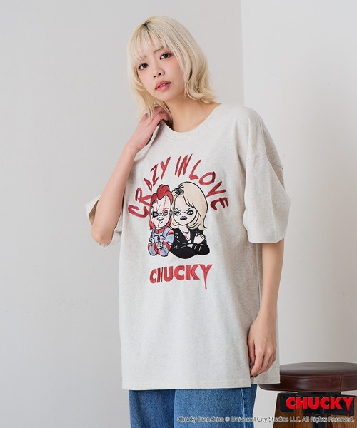 JEANS MATE(ジーンズメイト)の「【CHUCKY/チャッキー】【コットン100%のしっかりした生地】オリジナルデザインTシャツ キャラクター刺繍 チャッキー ティファニー ドロップショルダー ユニセックス(Tシャツ/カットソー・メンズ・ベージュ系その他/ブラック系その他2/ブラック系その他/ホワイト系その他2・X-LARGE/LARGE/MEDIUM/SMALL)」の19枚目の写真