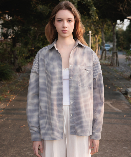 DEHEVE（デヘヴェ）の「Strap Point Check Shirt [Blue]（シャツ/ブラウス・レディース・ブルー・FREE）」の2枚目の写真