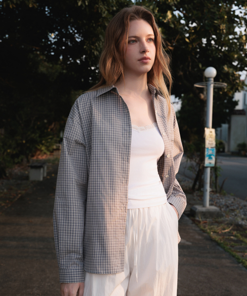 DEHEVE（デヘヴェ）の「Strap Point Check Shirt [Blue]（シャツ/ブラウス・レディース・ブルー・FREE）」の3枚目の写真