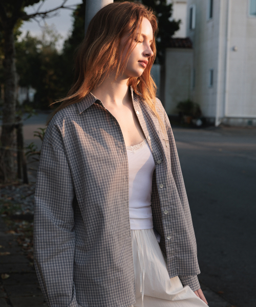 DEHEVE（デヘヴェ）の「Strap Point Check Shirt [Blue]（シャツ/ブラウス・レディース・ブルー・FREE）」の4枚目の写真
