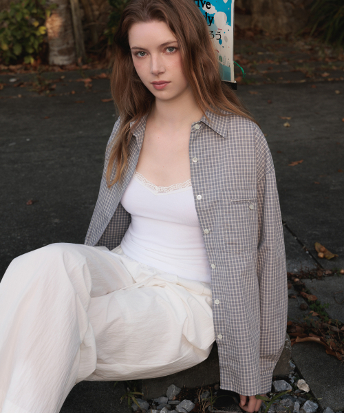 DEHEVE（デヘヴェ）の「Strap Point Check Shirt [Blue]（シャツ/ブラウス・レディース・ブルー・FREE）」の5枚目の写真
