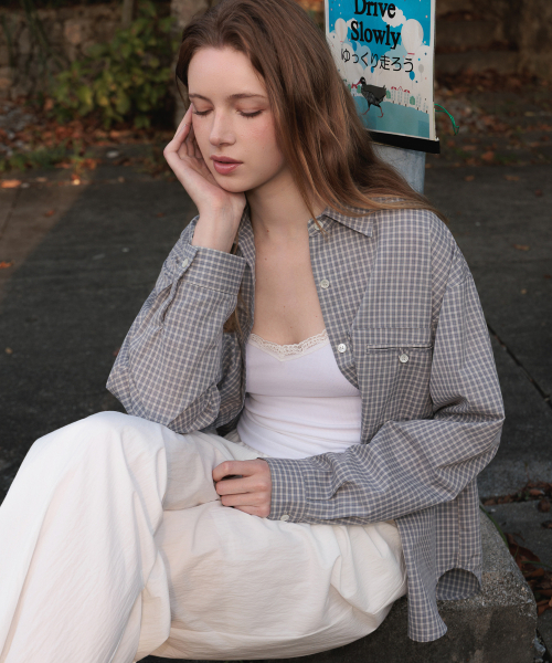 DEHEVE（デヘヴェ）の「Strap Point Check Shirt [Blue]（シャツ/ブラウス・レディース・ブルー・FREE）」の6枚目の写真