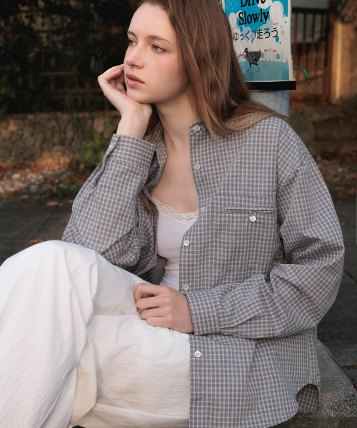 DEHEVE（デヘヴェ）の「Strap Point Check Shirt [Blue]（シャツ/ブラウス・レディース・ブルー・FREE）」の7枚目の写真