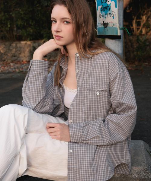 DEHEVE（デヘヴェ）の「Strap Point Check Shirt [Blue]（シャツ/ブラウス・レディース・ブルー・FREE）」の8枚目の写真