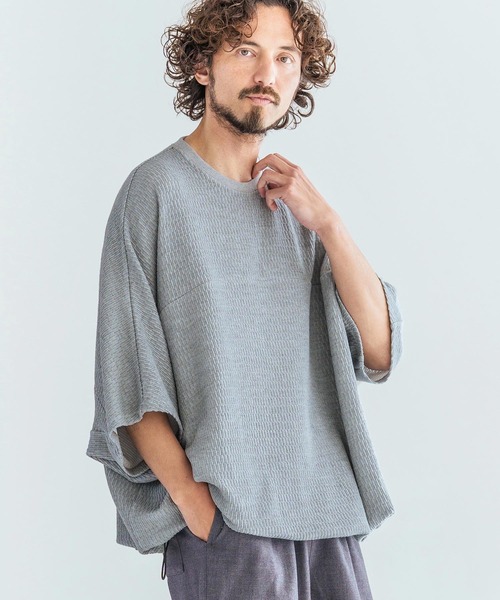 Magine(マージン)の「mt10394-Switching Panel Honeycomb Drawstring Hem Short Sleeve T-Shirt Tシャツ(MGN-261-025)(Tシャツ/カットソー・メンズ・ホワイト/グレー/ブラック・44/46/48)」の1枚目の写真