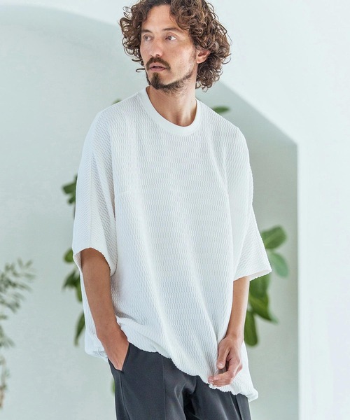 Magine(マージン)の「mt10394-Switching Panel Honeycomb Drawstring Hem Short Sleeve T-Shirt Tシャツ(MGN-261-025)(Tシャツ/カットソー・メンズ・ホワイト/グレー/ブラック・44/46/48)」の5枚目の写真