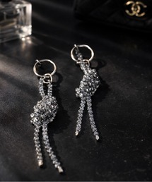 NOLITA LABORATORY（ノリータラボラトリー）の「【 NOLITA / ノリータ 】ロング クリスタルビーズ フリンジ モード シルバー 揺れ感 華やかデザイン イヤリング KANNA（イヤリング）」