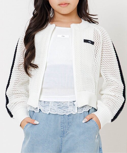 algy(アルジー)の「パット付きレイヤードタンク(タンクトップ・キッズ・オフホワイト/ブラック/サックスブルー・130/150/140/160)」の2枚目の写真