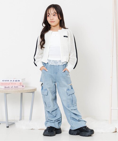 algy(アルジー)の「パット付きレイヤードタンク(タンクトップ・キッズ・オフホワイト/ブラック/サックスブルー・130/150/140/160)」の9枚目の写真