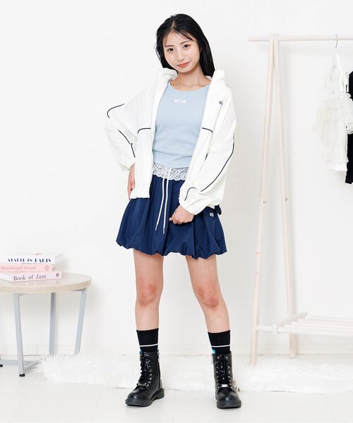 algy(アルジー)の「パット付きレイヤードタンク(タンクトップ・キッズ・オフホワイト/ブラック/サックスブルー・130/150/140/160)」の6枚目の写真