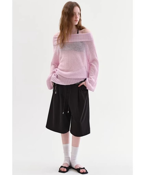 Fano Studios（ファノ ストゥディオズ）の「ベルスリーブ オフショルダー ニットトップス FX26S024【Fano Studios】【2026SS】（ニット/セーター・レディース・ピンク・L/M/S）」の3枚目の写真