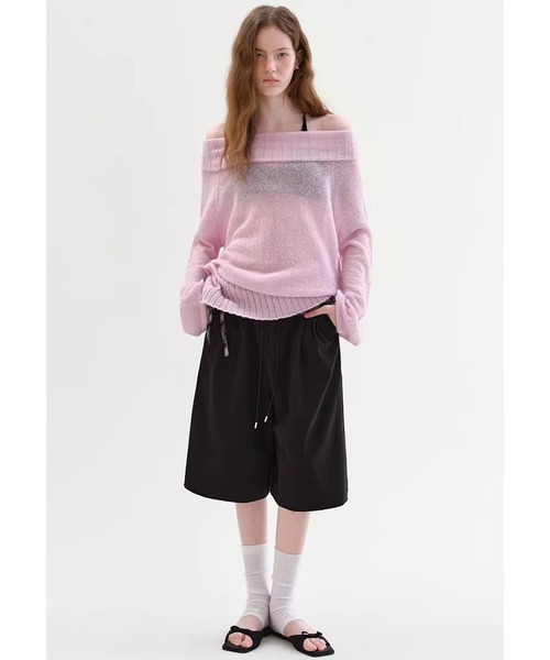 Fano Studios（ファノ ストゥディオズ）の「ベルスリーブ オフショルダー ニットトップス FX26S024【Fano Studios】【2026SS】（ニット/セーター・レディース・ピンク・L/M/S）」の4枚目の写真