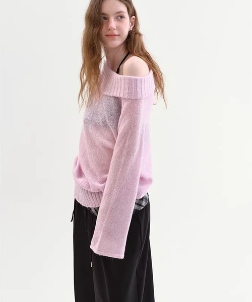 Fano Studios（ファノ ストゥディオズ）の「ベルスリーブ オフショルダー ニットトップス FX26S024【Fano Studios】【2026SS】（ニット/セーター・レディース・ピンク・L/M/S）」の5枚目の写真
