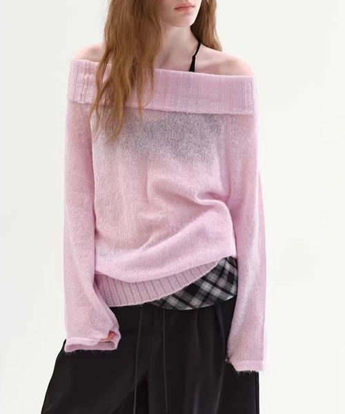 Fano Studios（ファノ ストゥディオズ）の「ベルスリーブ オフショルダー ニットトップス FX26S024【Fano Studios】【2026SS】（ニット/セーター・レディース・ピンク・L/M/S）」の6枚目の写真